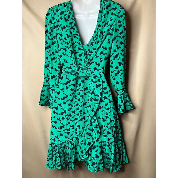 Tanya Taylor Green Leopard Nomi Wrap Dress 2 - Picture 7 of 9